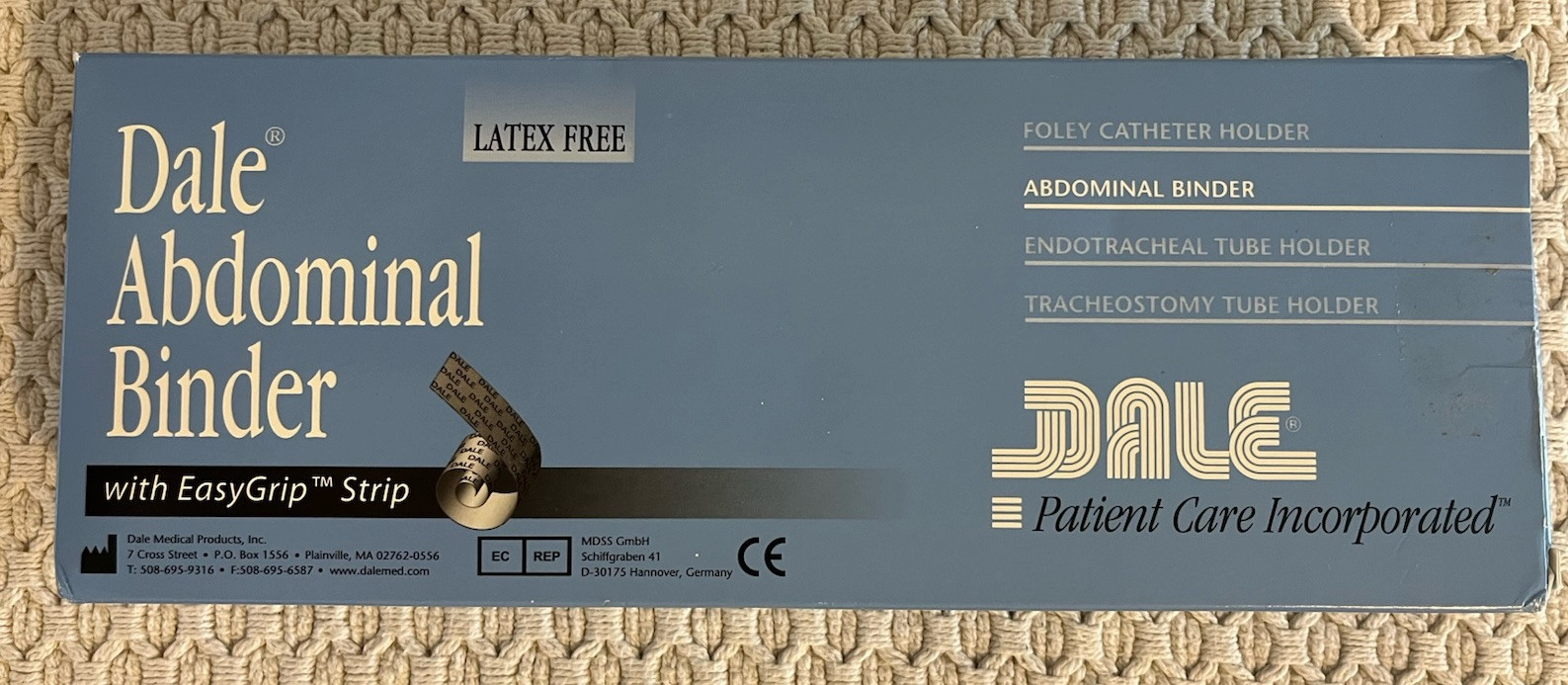 Dale Abdominal Binder 12” wide Sz 46-62” Post Surgery Post Childbirth 4 Panels