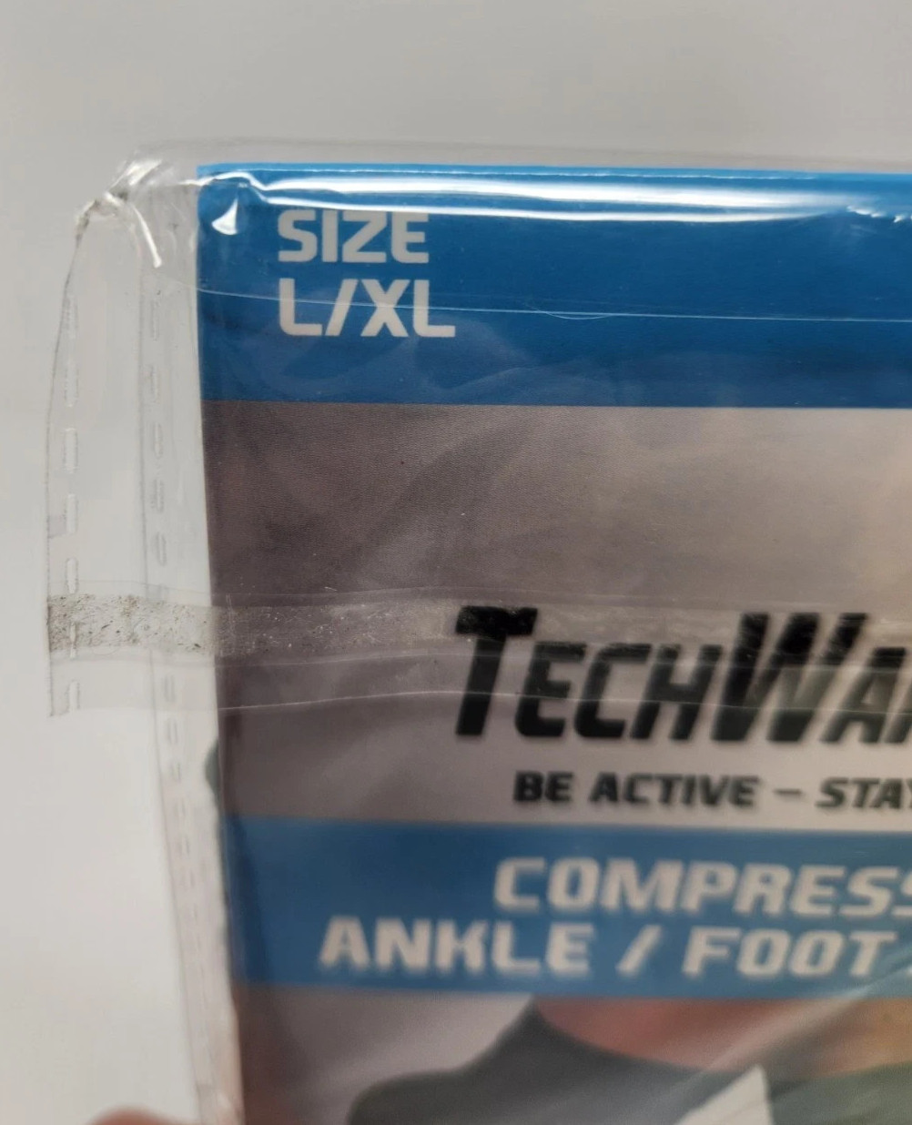 TechWare Pro Compression Ankle/Foot Sleeve – Unisex – Large/XL – Blue/Black