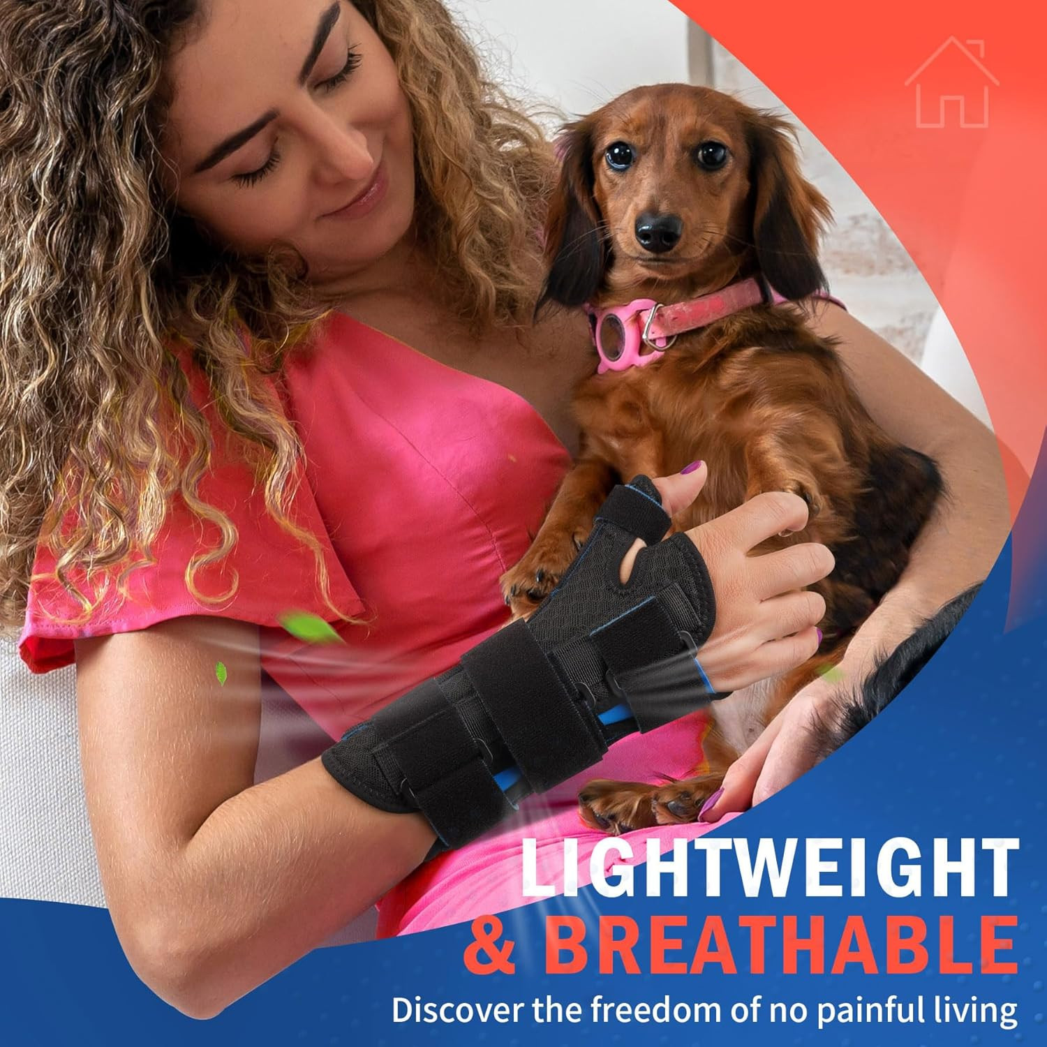 FEATOL Carpal Tunnel Wrist Brace Night Support, Thumb Spica Splint Right Hand fo