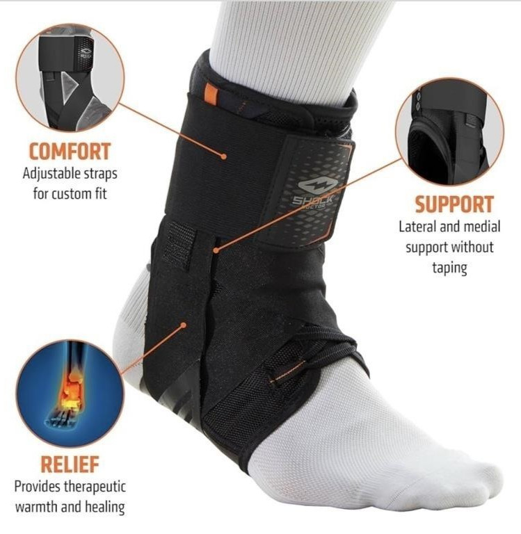 Shock Doctor Level 3 Ankle Adjustable Compression Lace Brace Small 8-8.5”