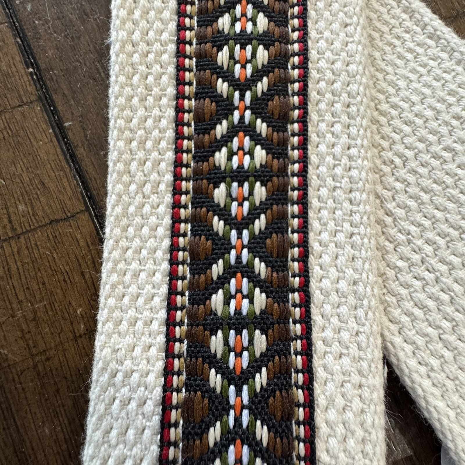 Posey Gate Strap Belt Canvas Southwestern Stitch Design Adjustable 48”x2” EUC!
