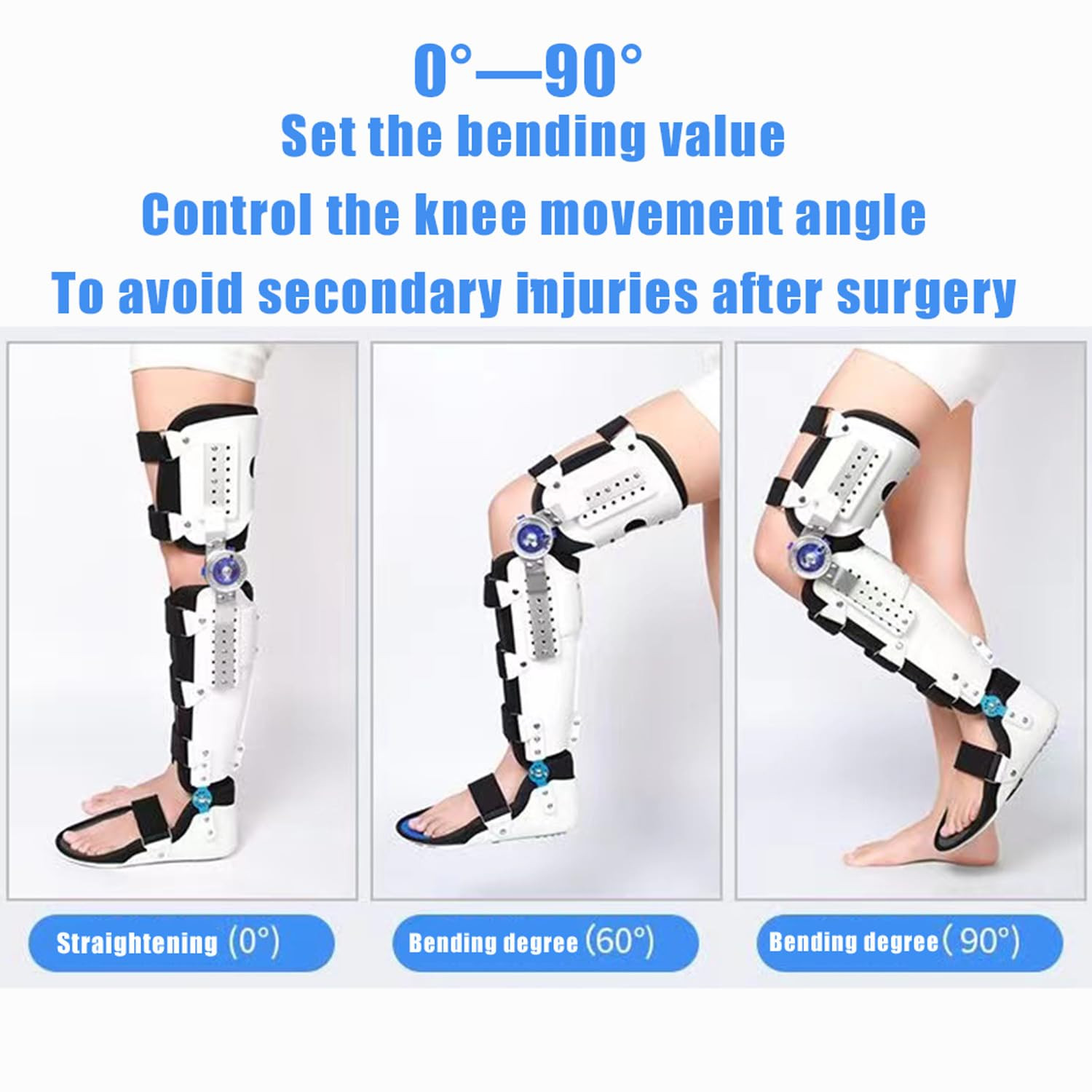 Post-Op Knee Brace with Adjustable Bars for Comfort & Stability – Left Foot
