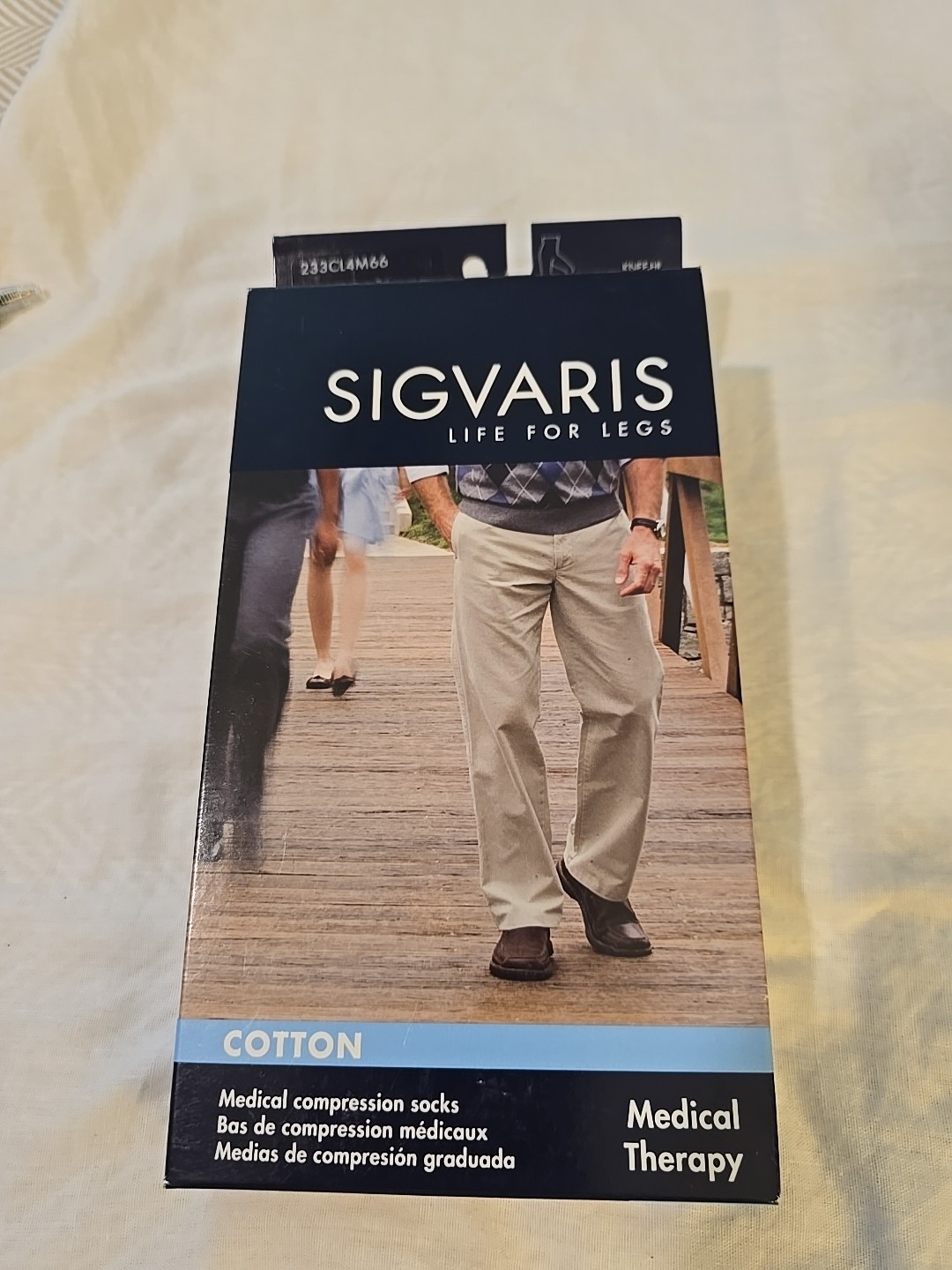 Sigvaris Cotton 233CL4M66 30-40mmHg Men’s SIZE L4 Crispa tan Large Full New Knee