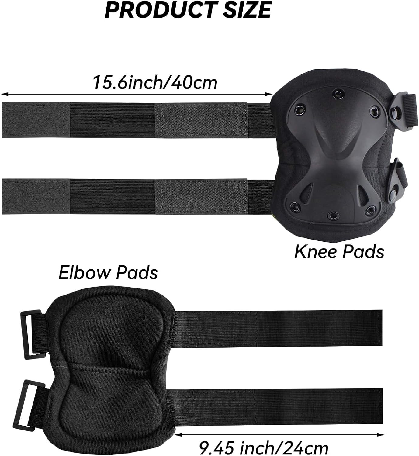Combat Knee & Elbow Protective Pads Set for Outdoor CS Paintball Game Cycling Sa