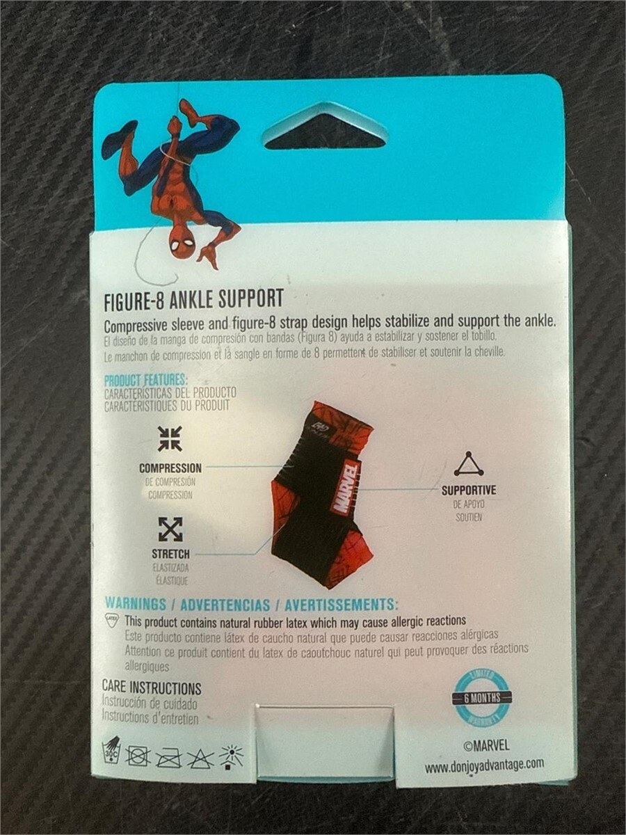 DonJoy Spiderman Moderate Figure 8 Compression Ankle Support Sleeve Youth Size