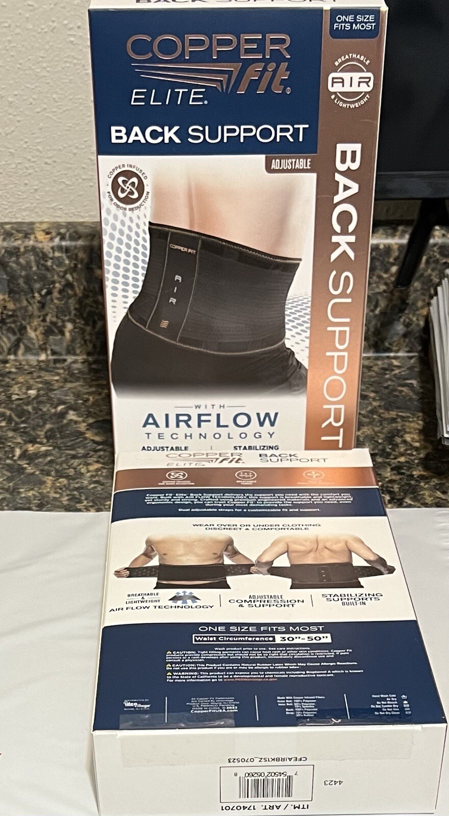 Copper Fit Elite Air Back Support Brace with Airflow Technology, Fits Most, NEW