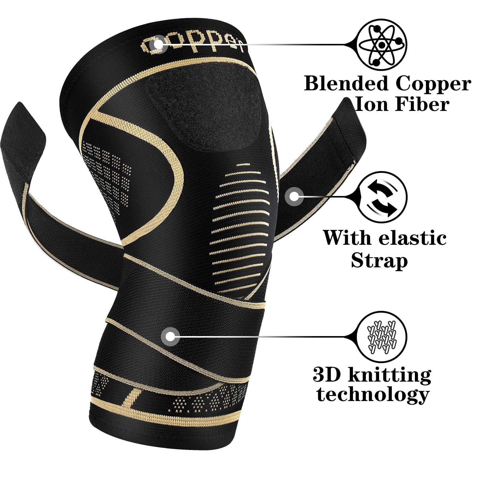 Knee Compression Sleeves with Strap – 2 Pack for Pain Relief, Arthritis, ACL, Jo