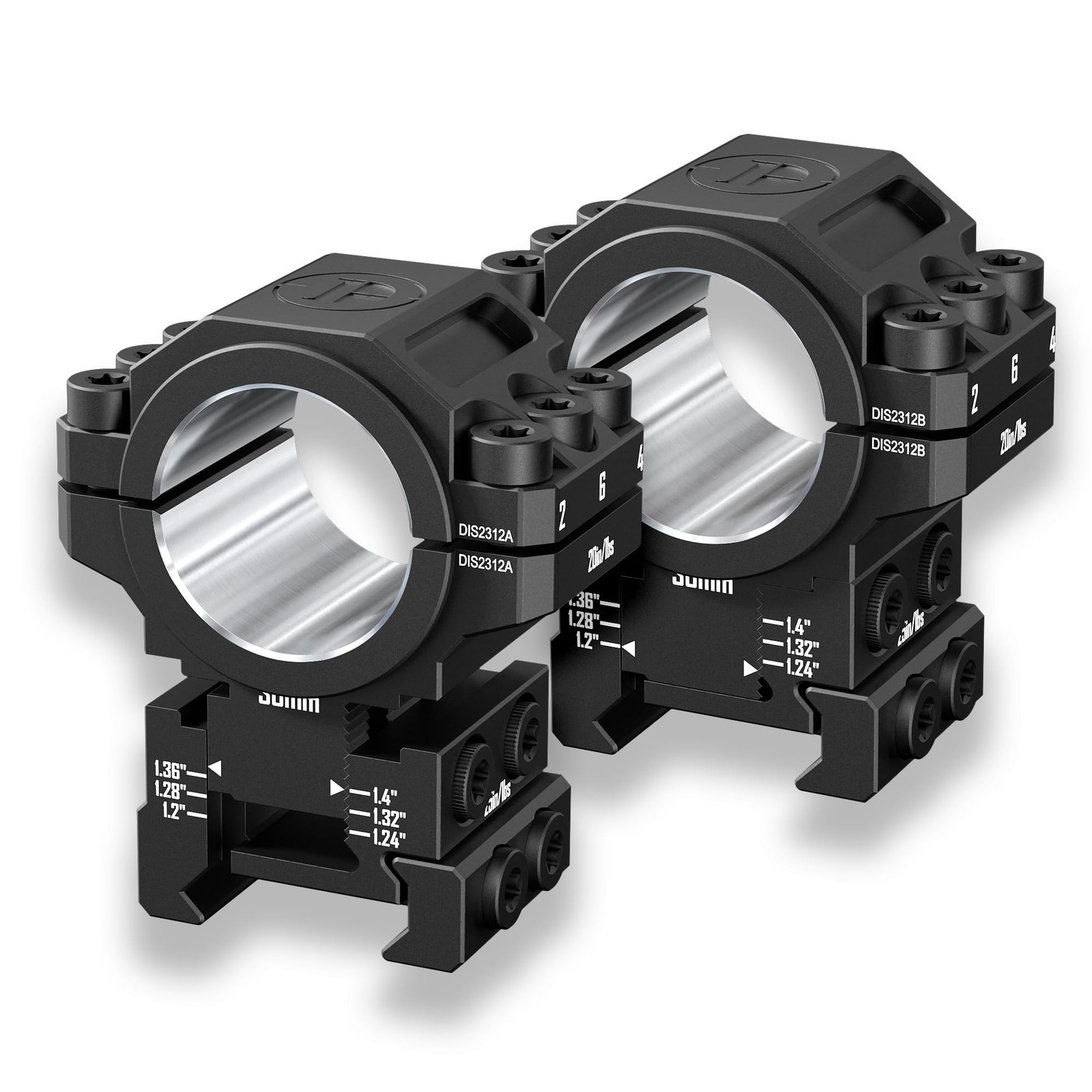 Adjustable Height Scope Rings – 25.4mm & 30mm Tube, 6-Level Height Adjustable…