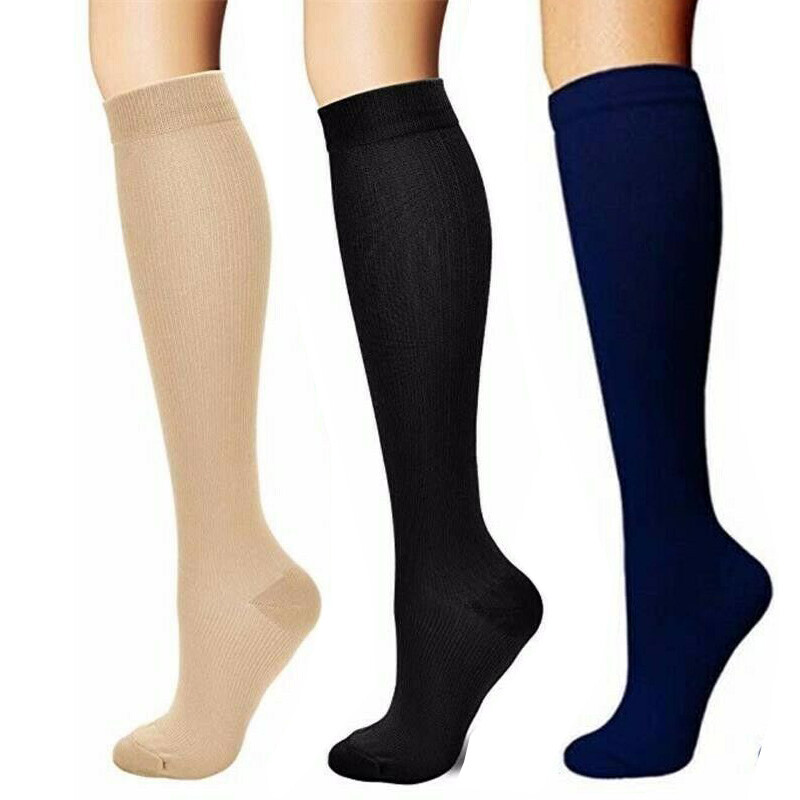 (3 Pairs) Pro Compression Socks Knee High Copper Stockings Men / Women S-XXL US