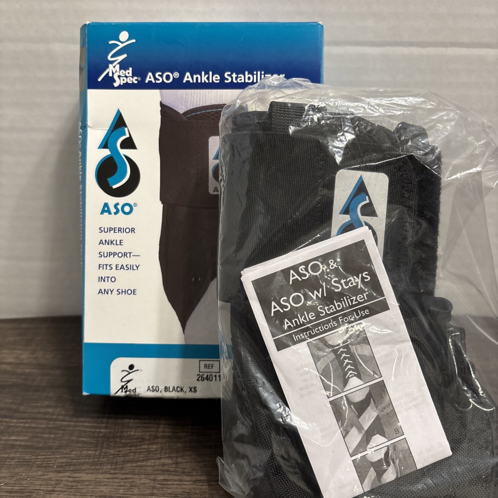 Med Spec ASO Ankle Stabilizer Black Size XS Extra Small New Open Box