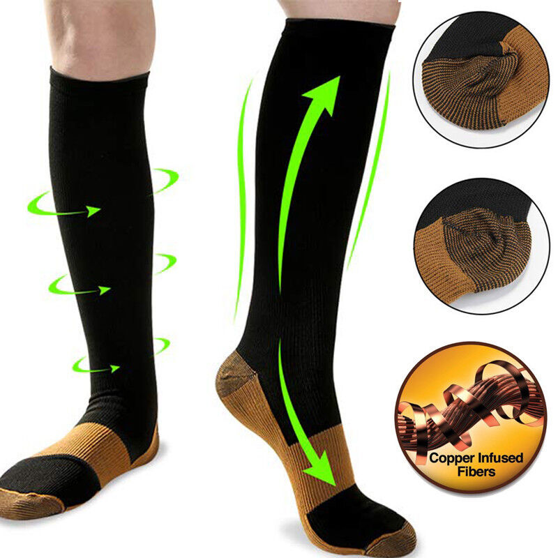 Copper Compression Socks Support Aching Feet Swelling S-2XL Hombres Y Mujeres+