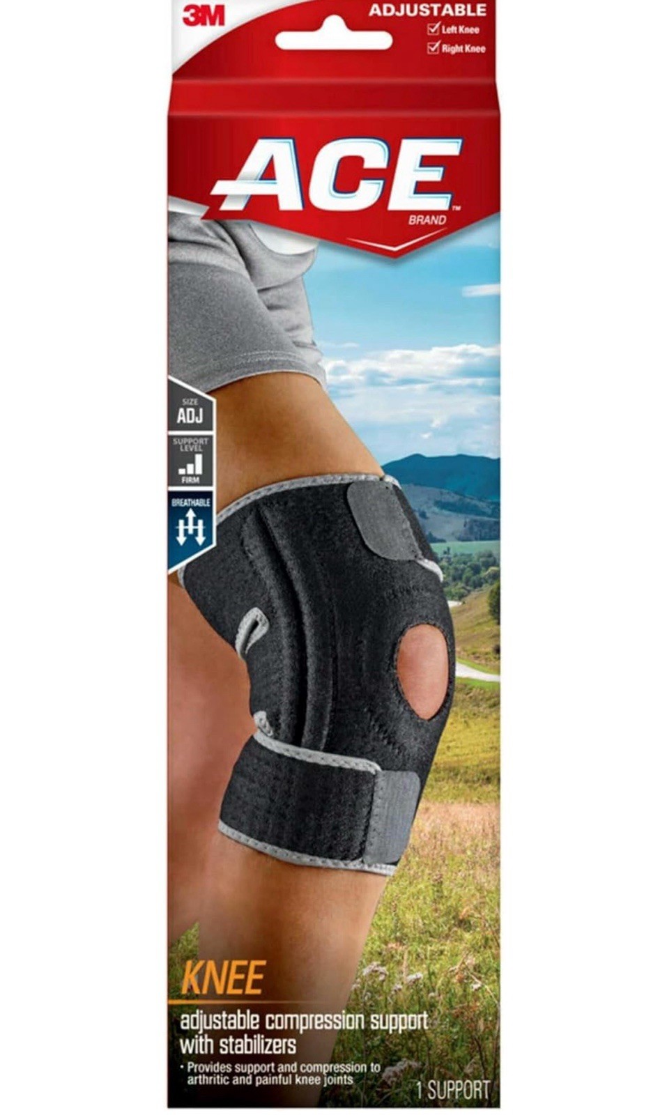 Ace Adjustable Knee Brace with Side Stabilizers – One Size (200290-SIOC)