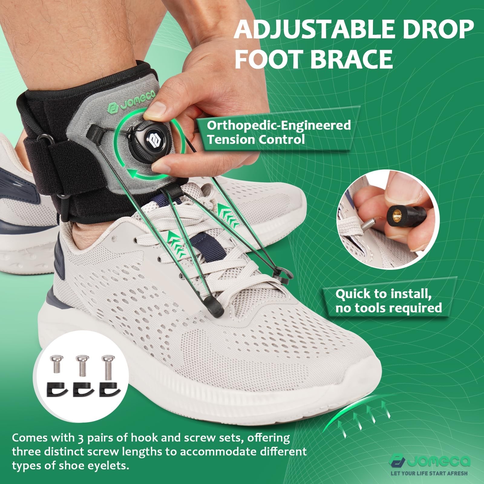 Adjustable Drop Foot Brace with Rotary Knob – AFO Ankle Foot Orthosis for Dor…