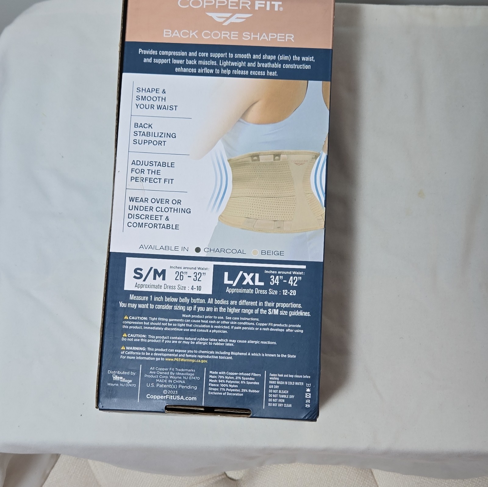 Copper Fit Core Shaper Lumbar Support Belt S/M Waist 26-32 Beige Copper Infused