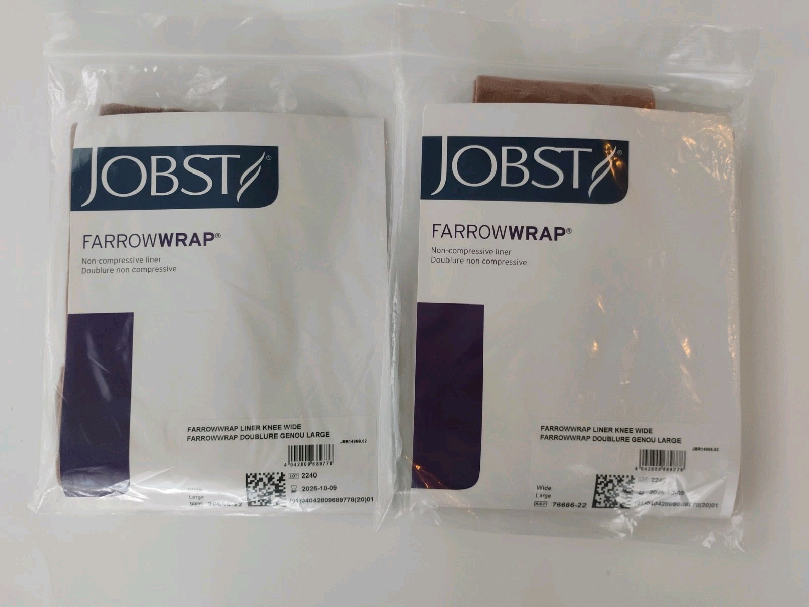 NIP Lot Of 2 Jobst FarrowWrap Non-Compressive Liner-Knee Wide Large 76666-22
