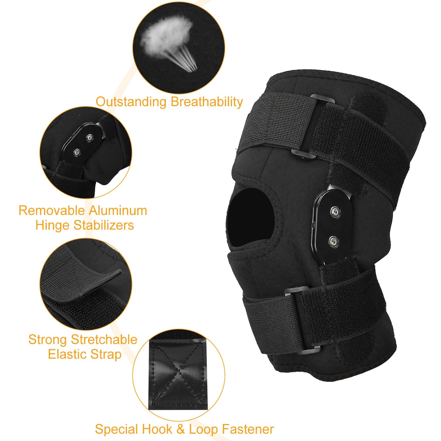 Adjustable Knee Brace Support Wrap Open Patella Compression Relief Neoprene