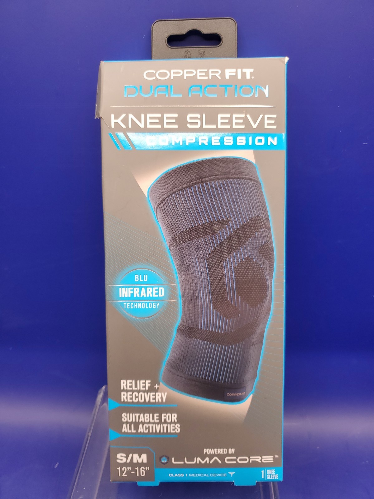 Copper Fit Dual Action Knee Sleeve Compression S/M 12″-16″ Relief + Recovery