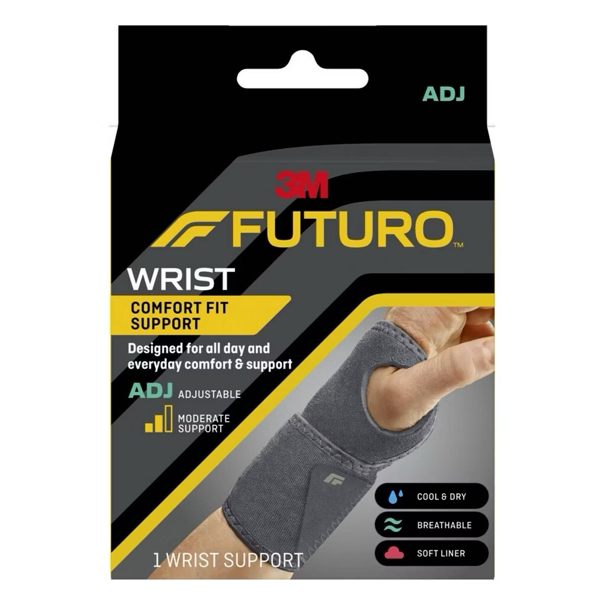FUTURO Comfort Fit Wrist Support, Adjustable Everyday Wrist Brace – 1pk Medical