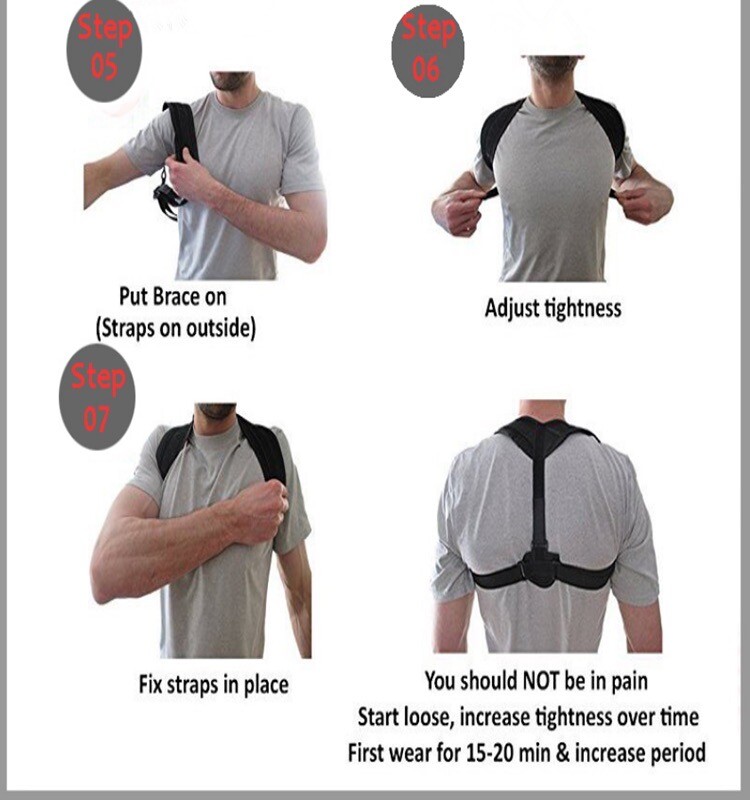 Adjustable Posture Corrector Brace, Women and Men, Relieves Neck and Back Pain