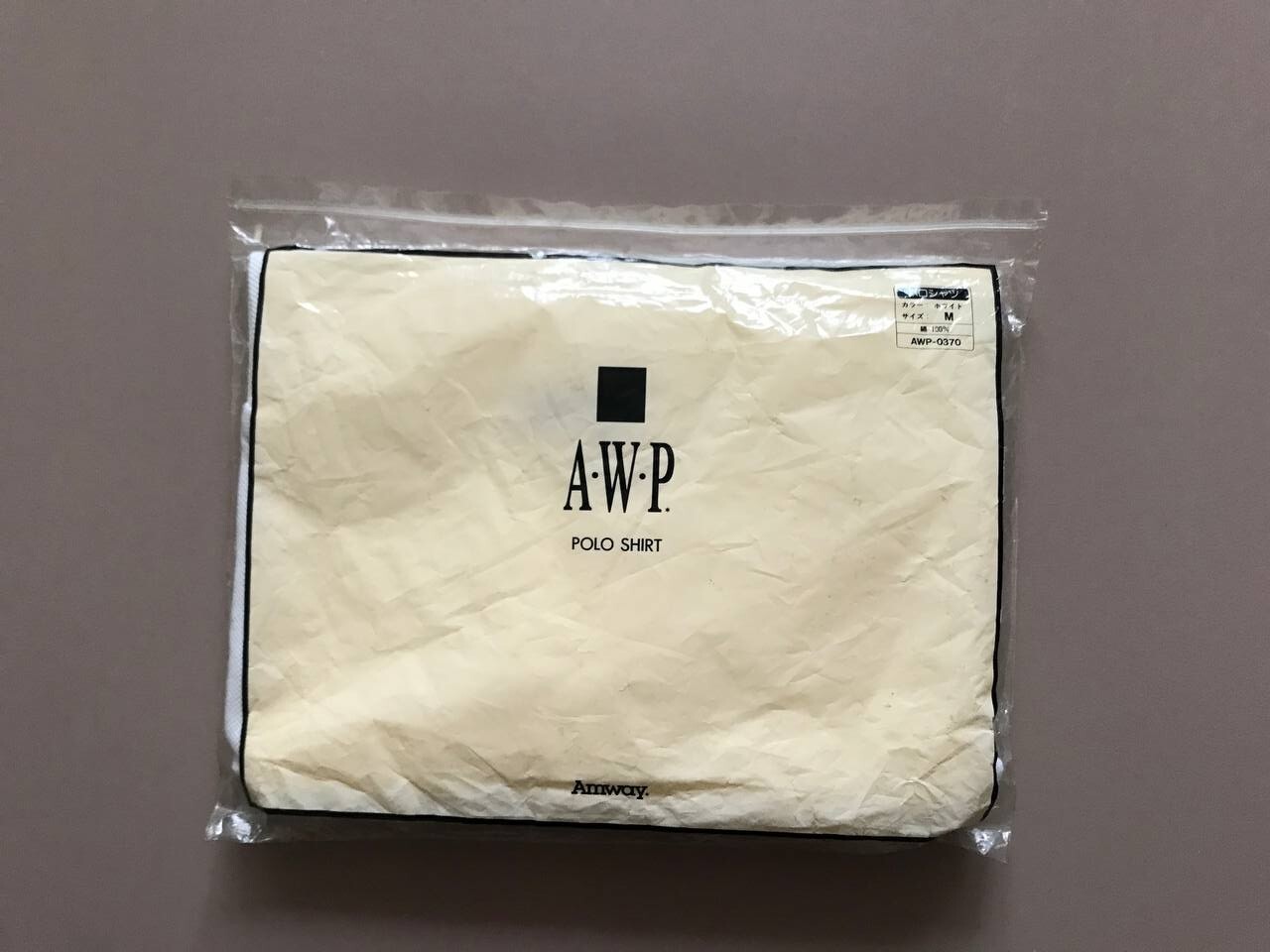 Rare Men A.W.P. white POLO Shirt size Made in Japan 100% coton Amway IV