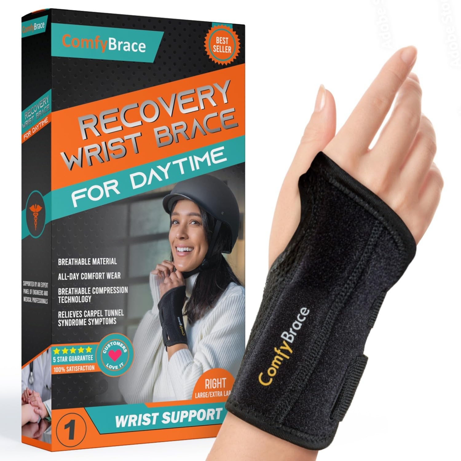 ComfyBrace Copper Infused Wrist Brace/Hand Brace/Wrist Support for Carpal Tun…