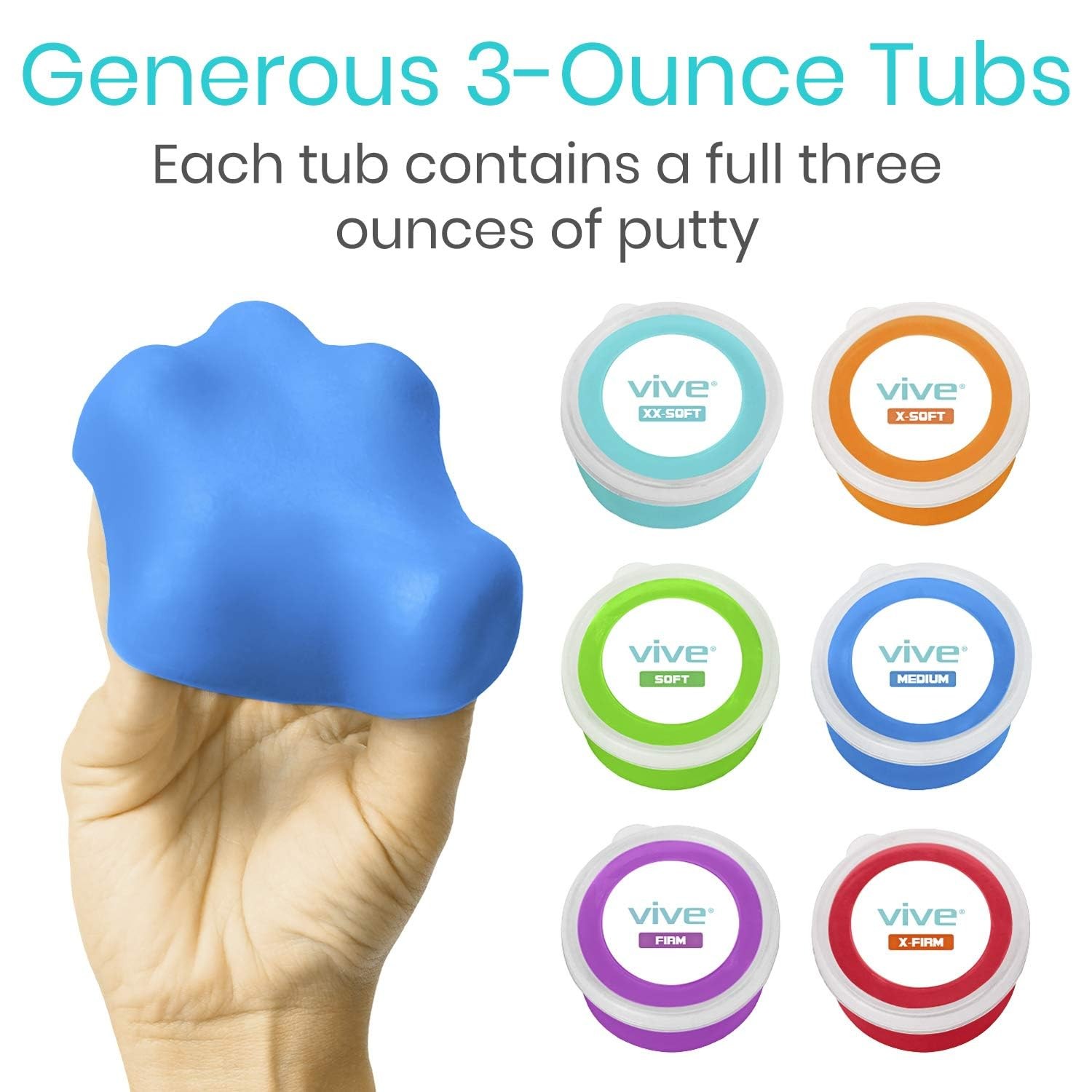 Vive Therapy Putty (6 Pack) – for 6 Count (Pack of 1), All Resistances