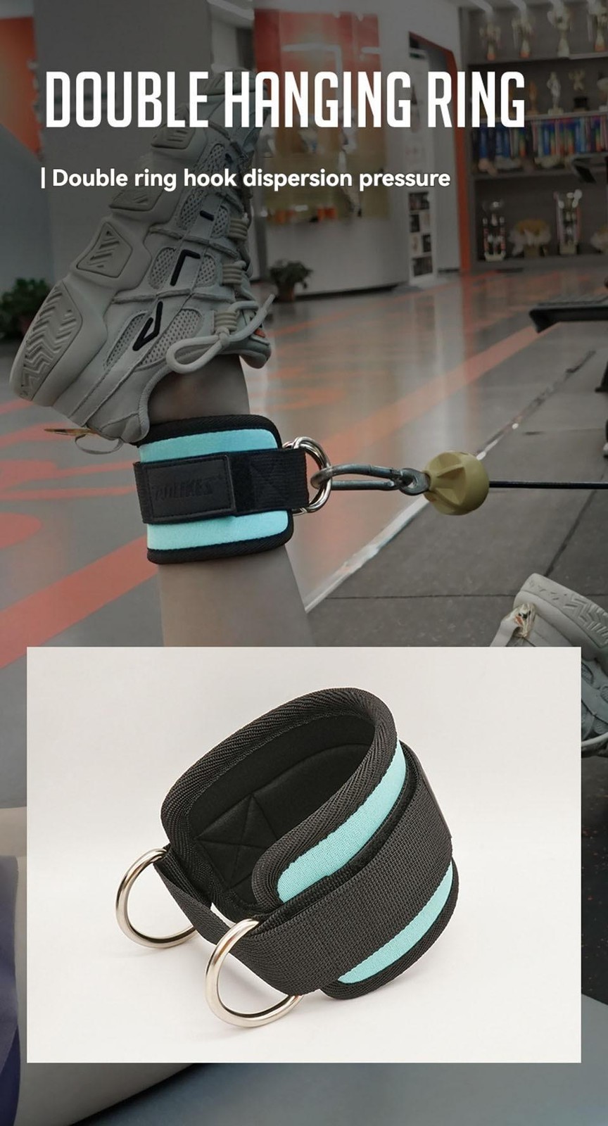 Aolikes Adjustable Padded Ankle Wrist Cuffs Padded Straps D-ring Glute Kickback