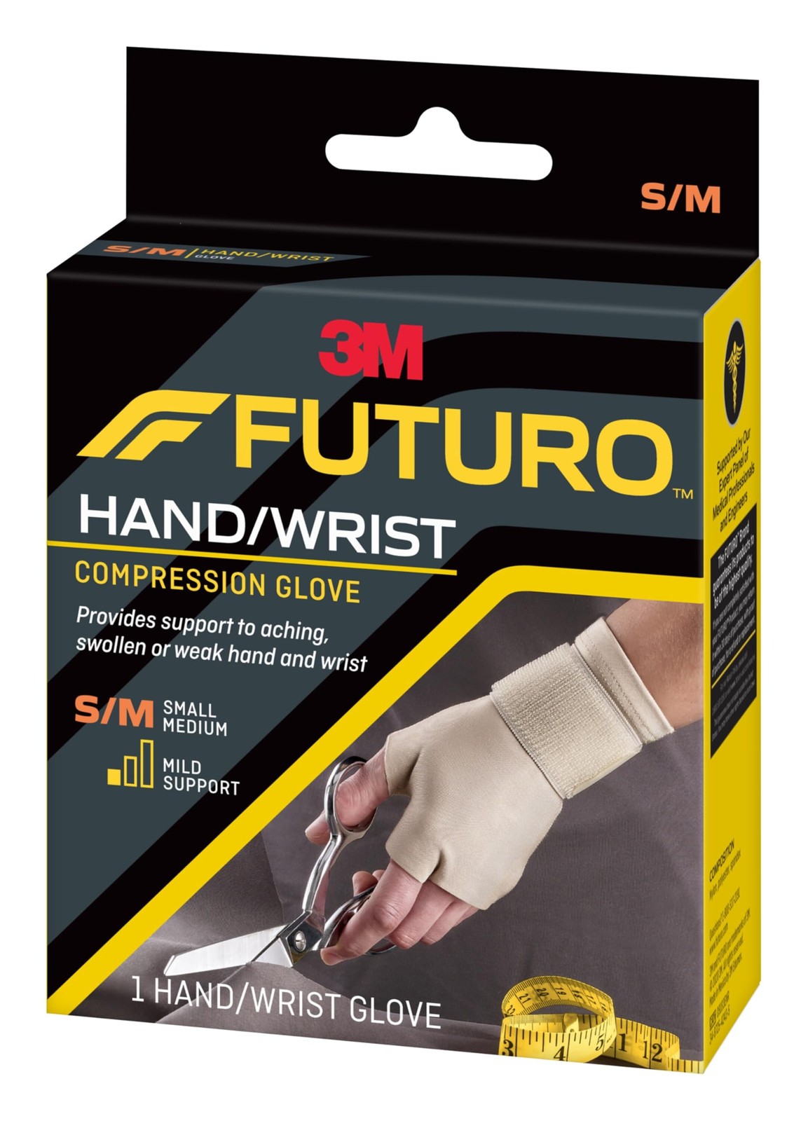 Compression Glove, Provides Mild Support to Aching, Weak Hands and Wrists, S/M