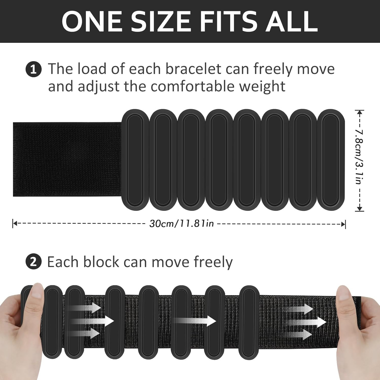 Adjustable Wrist & Ankle Weights Set of 2(1Lbs Each), Premium Silicone Wearable