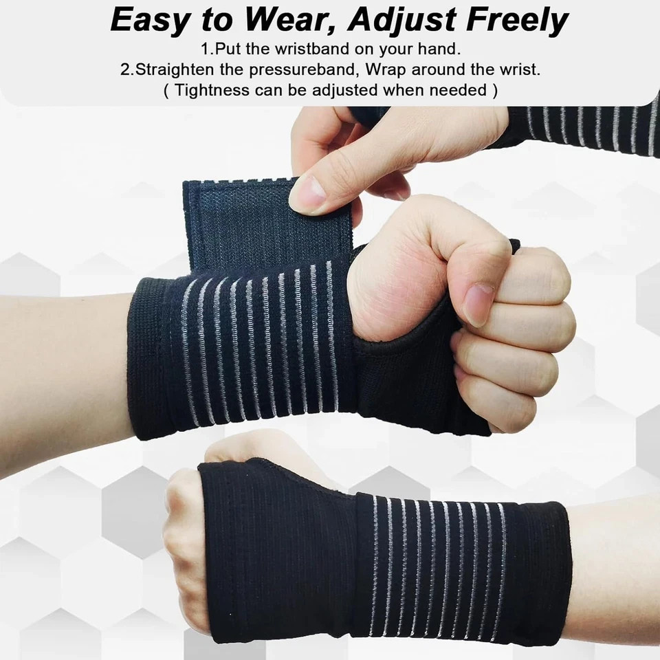 2 Pack Wrist Brace, Compression Wrist Support Splint for Women Men, Adjustable W