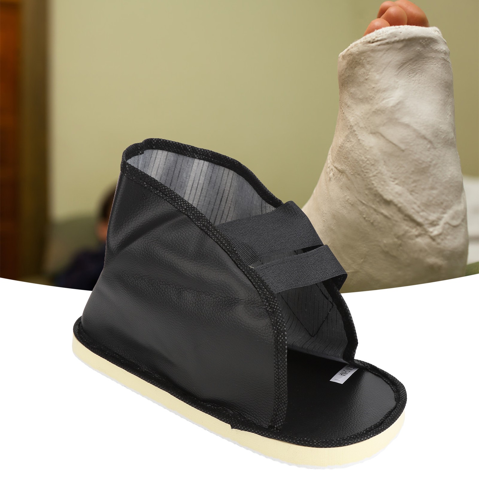 Adjustable Cast Shoe For Post Operative Recovery In Faux Leather