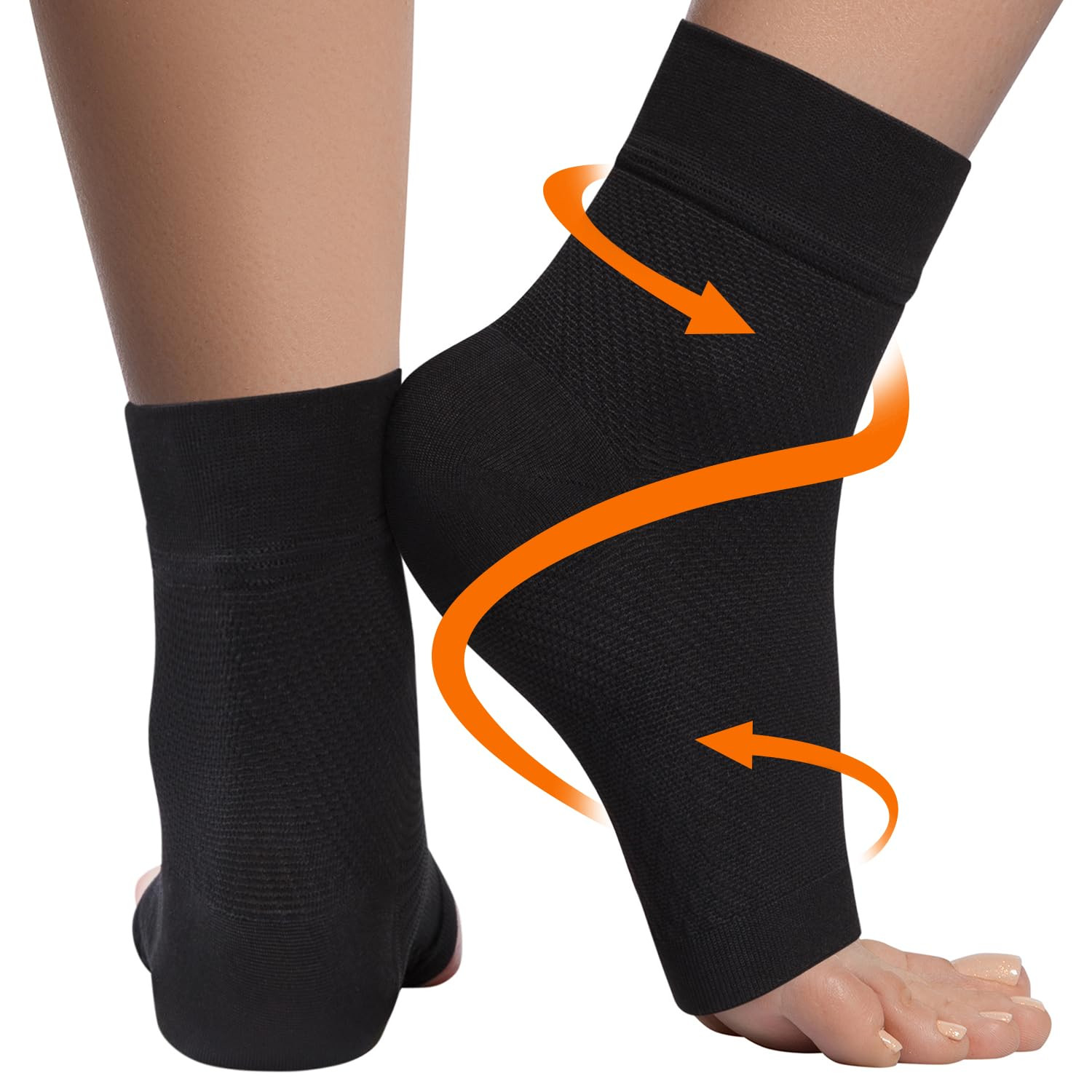 KEMFORD Ankle Compression Sleeve – Plantar Fasciitis Braces – Open Toe Compressi