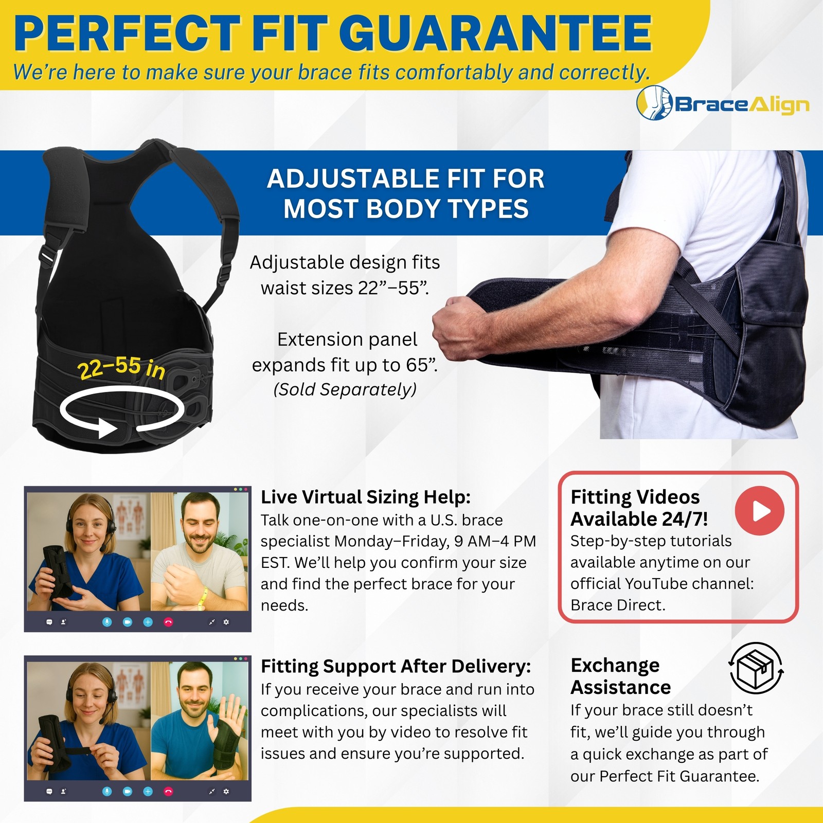 Brace Align ComfortCore TLSO Back Brace – Thoracic Lumbar Support for Kyphosis,