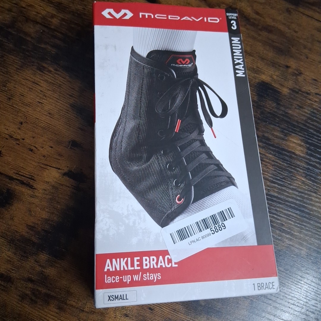 McDavid Ankle Brace Lace-Up Adult XS Level 3 Black M6-7 W7-8 Shoe Size New