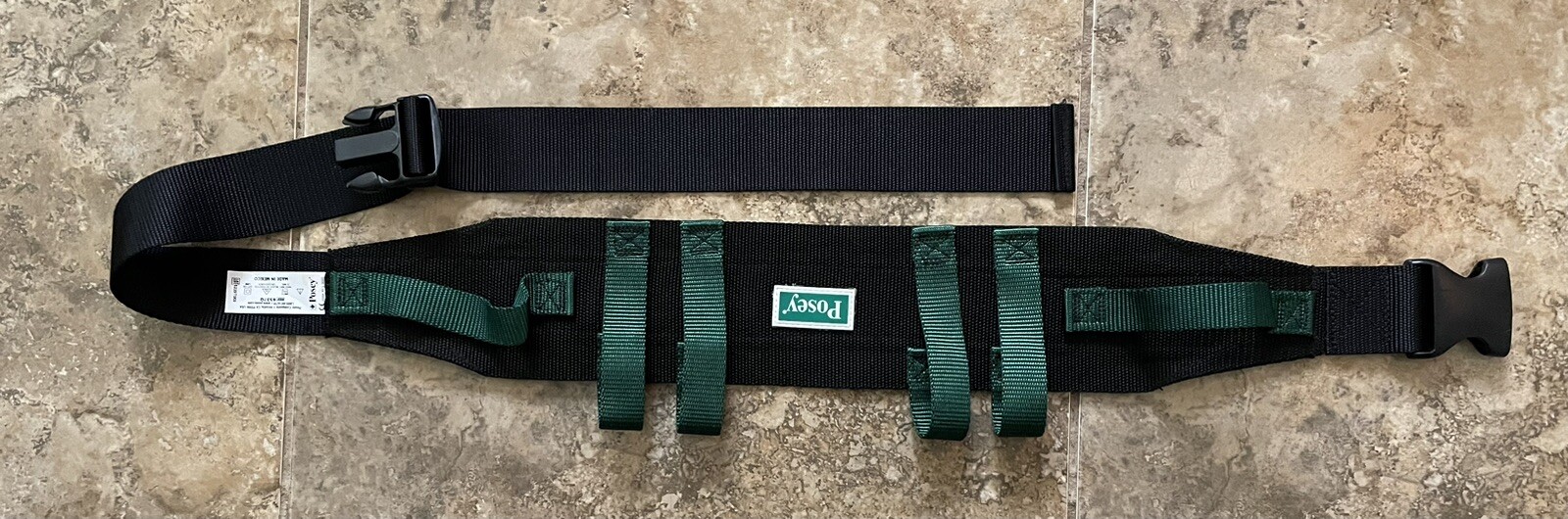 Posey Gait Belt for Transfers and Mobility Black & Green Adjustable