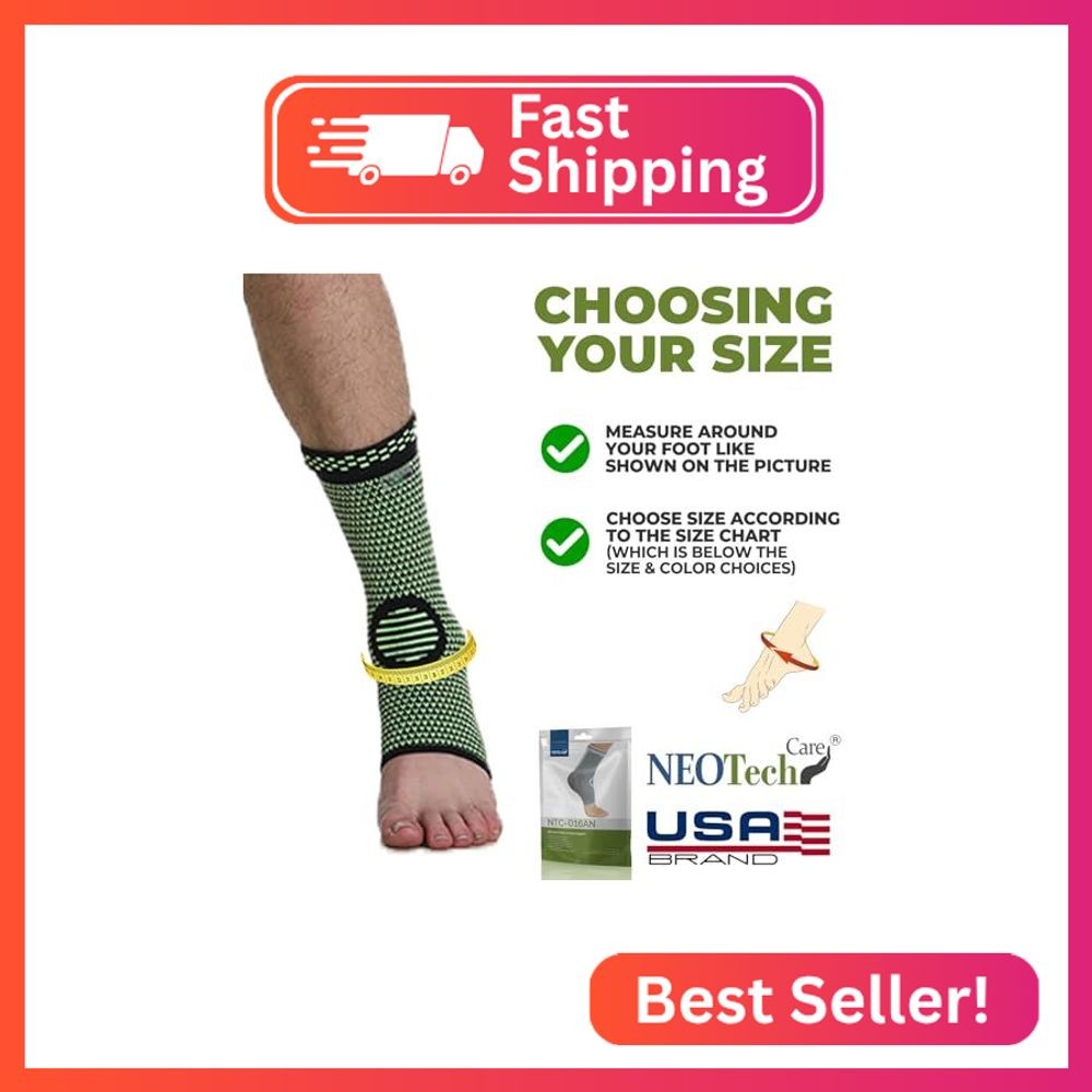 NeoTech Care Ankle Support Brace – Breathable – Men, Women, Right or Left (Green
