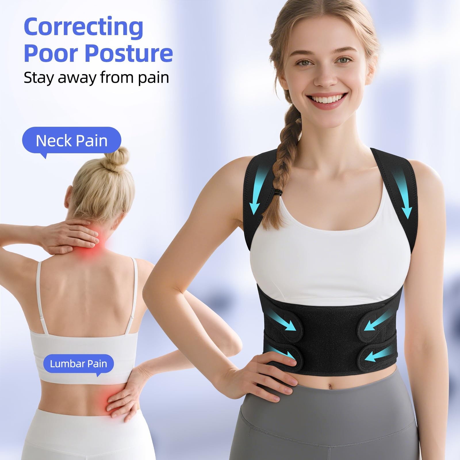 Full Back Brace Breathable Posture Corrector for and Men,Adjustable Back Stra…