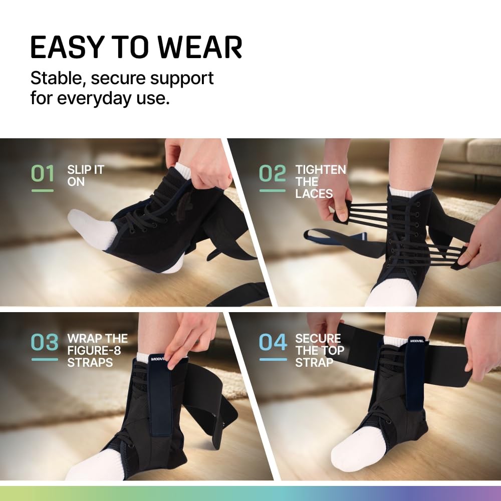 MODVEL Slim Lace Up Ankle Brace, Adjustable Ankle Braces for Men, Ankle Brace…