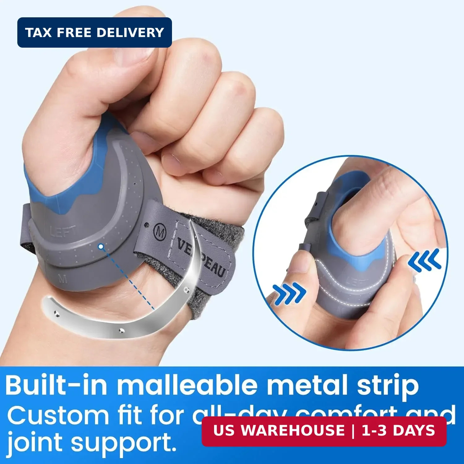 Velpeau CMC Thumb Brace for Osteoarthritis – with Shape-memory Restriction Splin