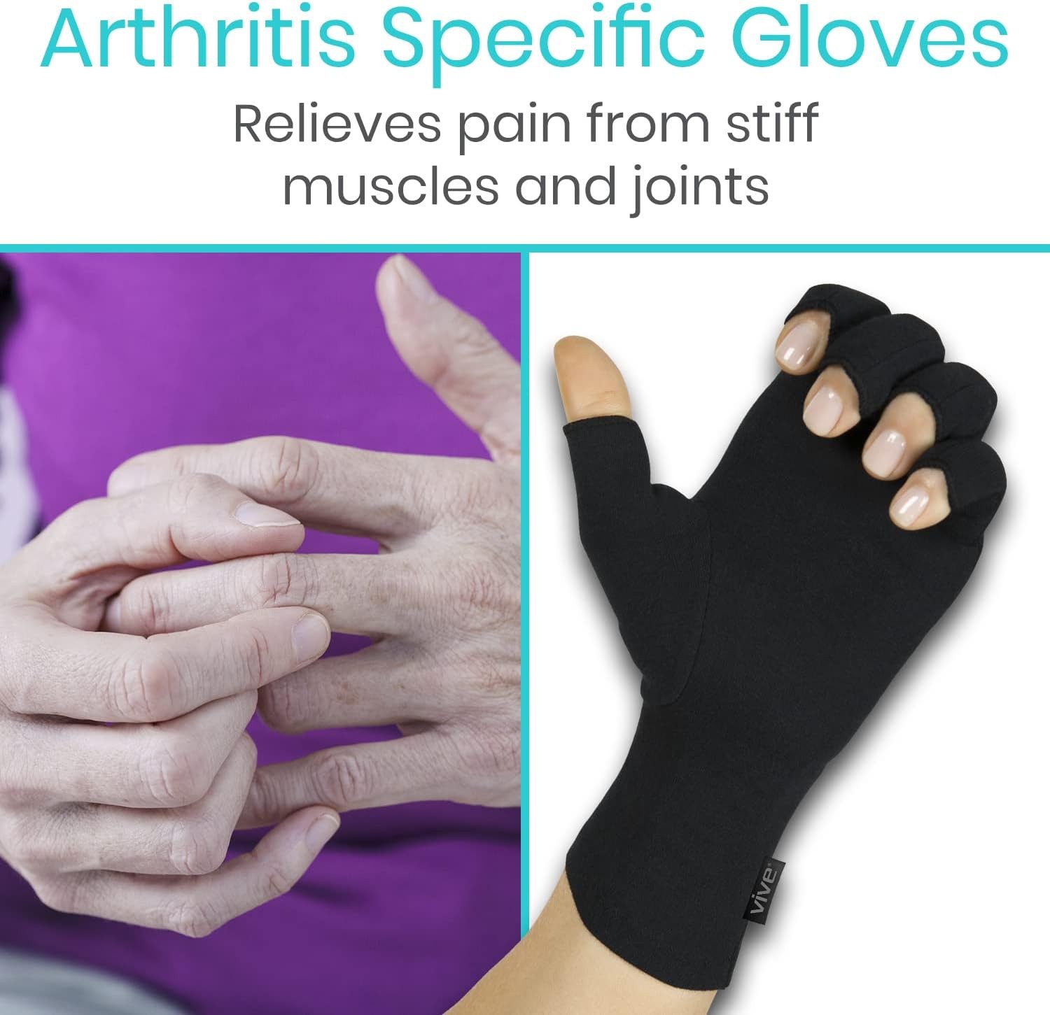 Rheumatoid Arthritis Gloves Fingerless Compression Wrap for Men & Women Black S