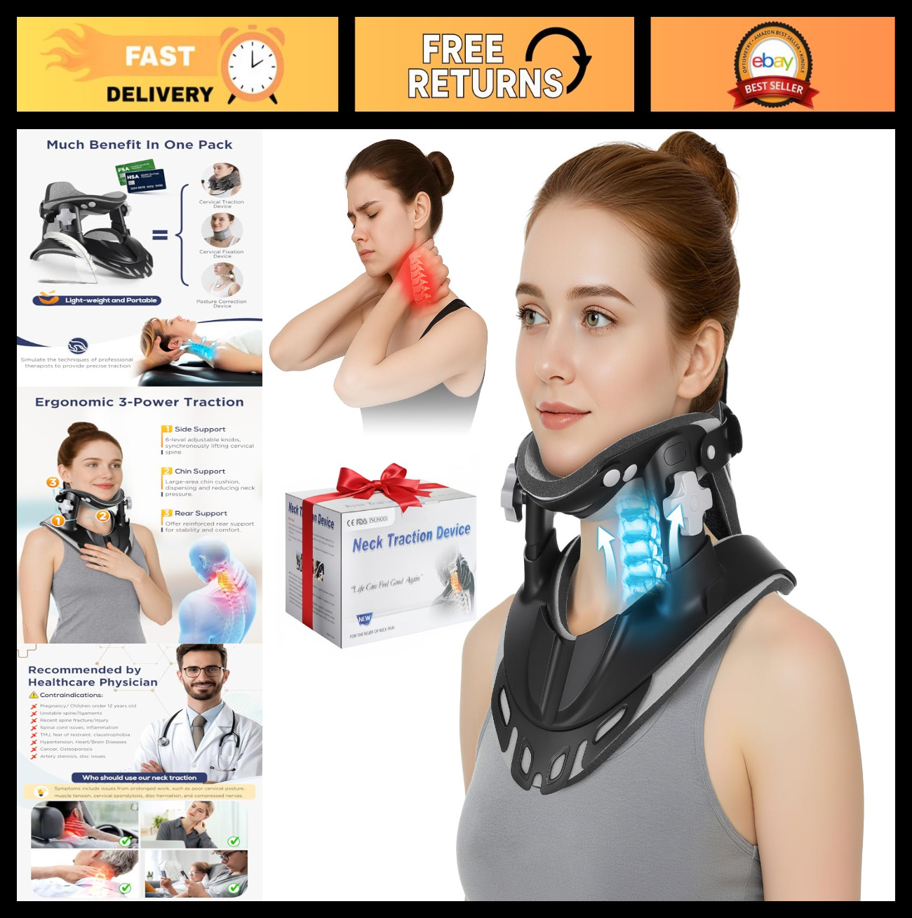 Cervical Traction Device – Adjustable Neck Stretcher for Pain Relief & Spine Ali