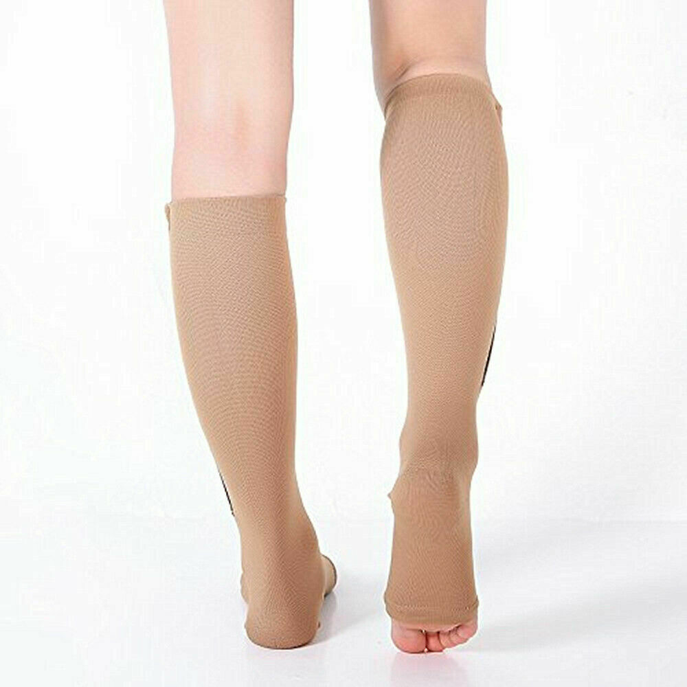 Zippered Compression Socks Support Stockings Leg Calf Men’s Women’s Sox (S-XXL)