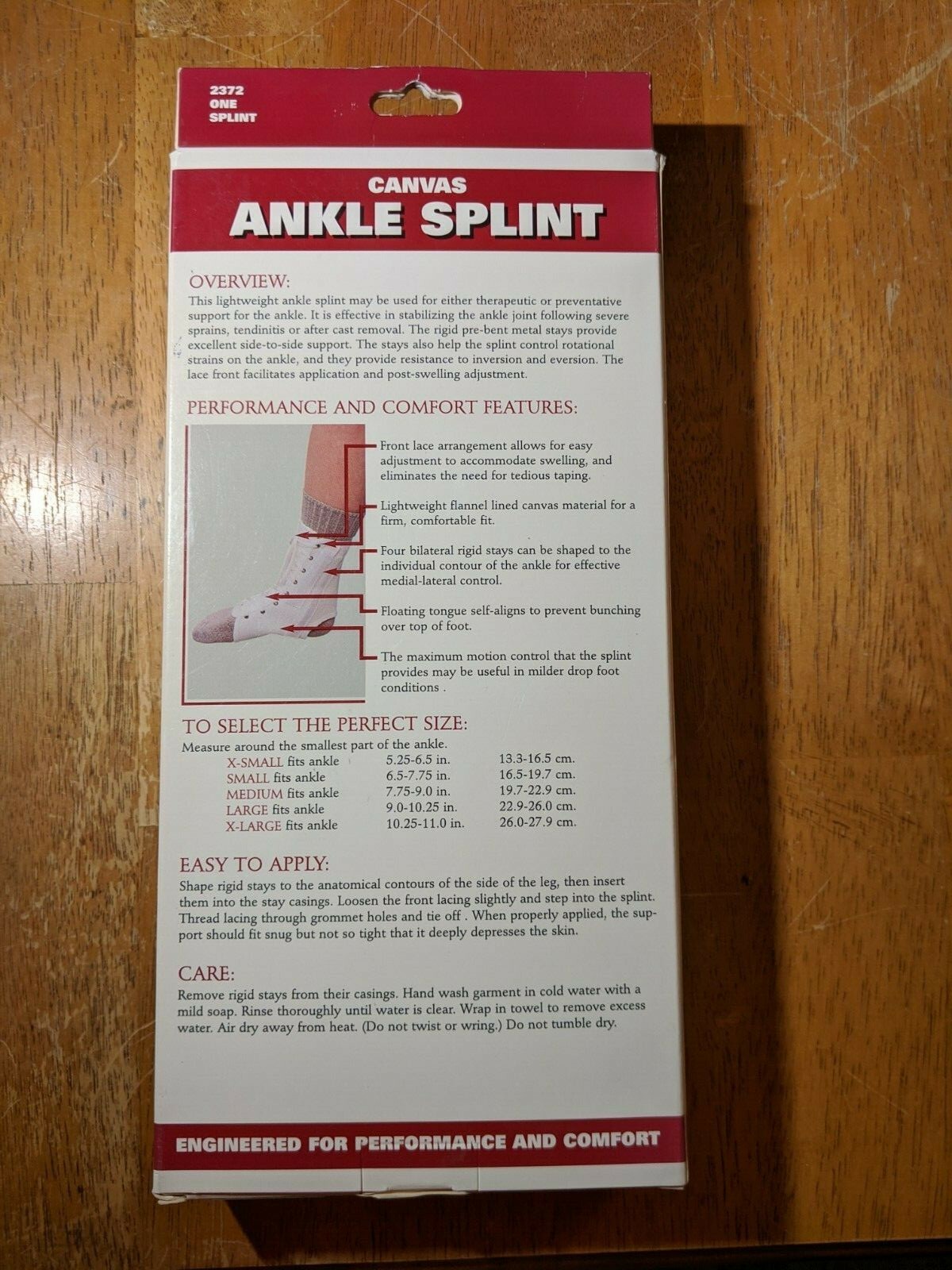 OTC Ankle Splint, Canvas Lace-Up, Rigid Metal Stays, X-Large XL Orthopedic Brace