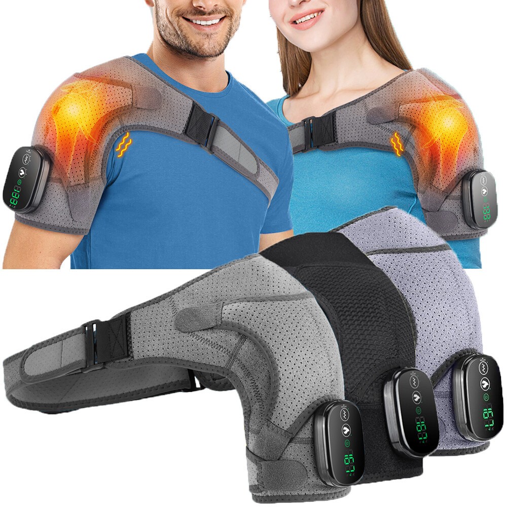 Electric Shoulder Massager W/ 3Vibration 3Heated Massage Brace Joint Pain Relief