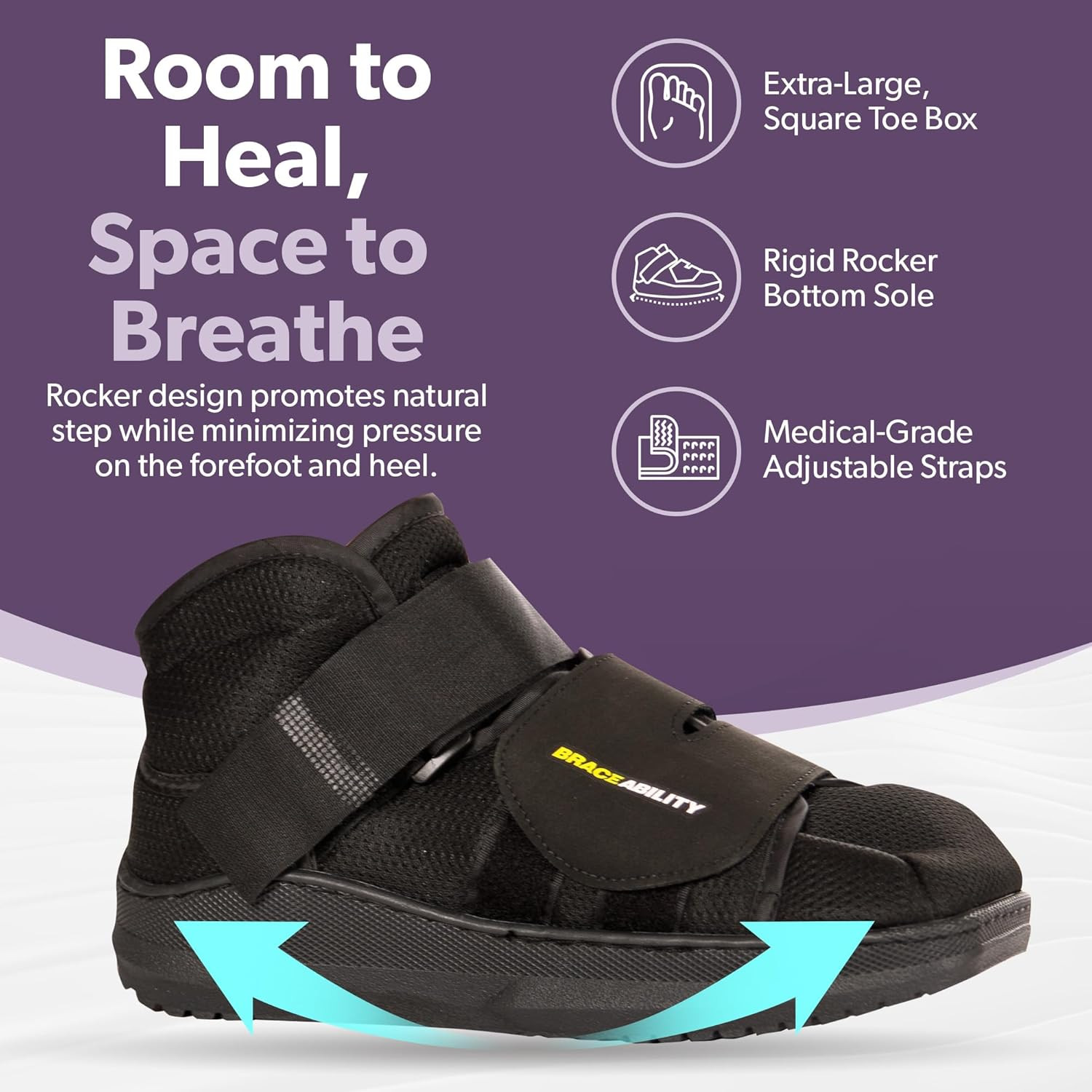 Braceability Closed Toe Medical Walking Shoe – Lightweight Broken Toe Cast Boot,
