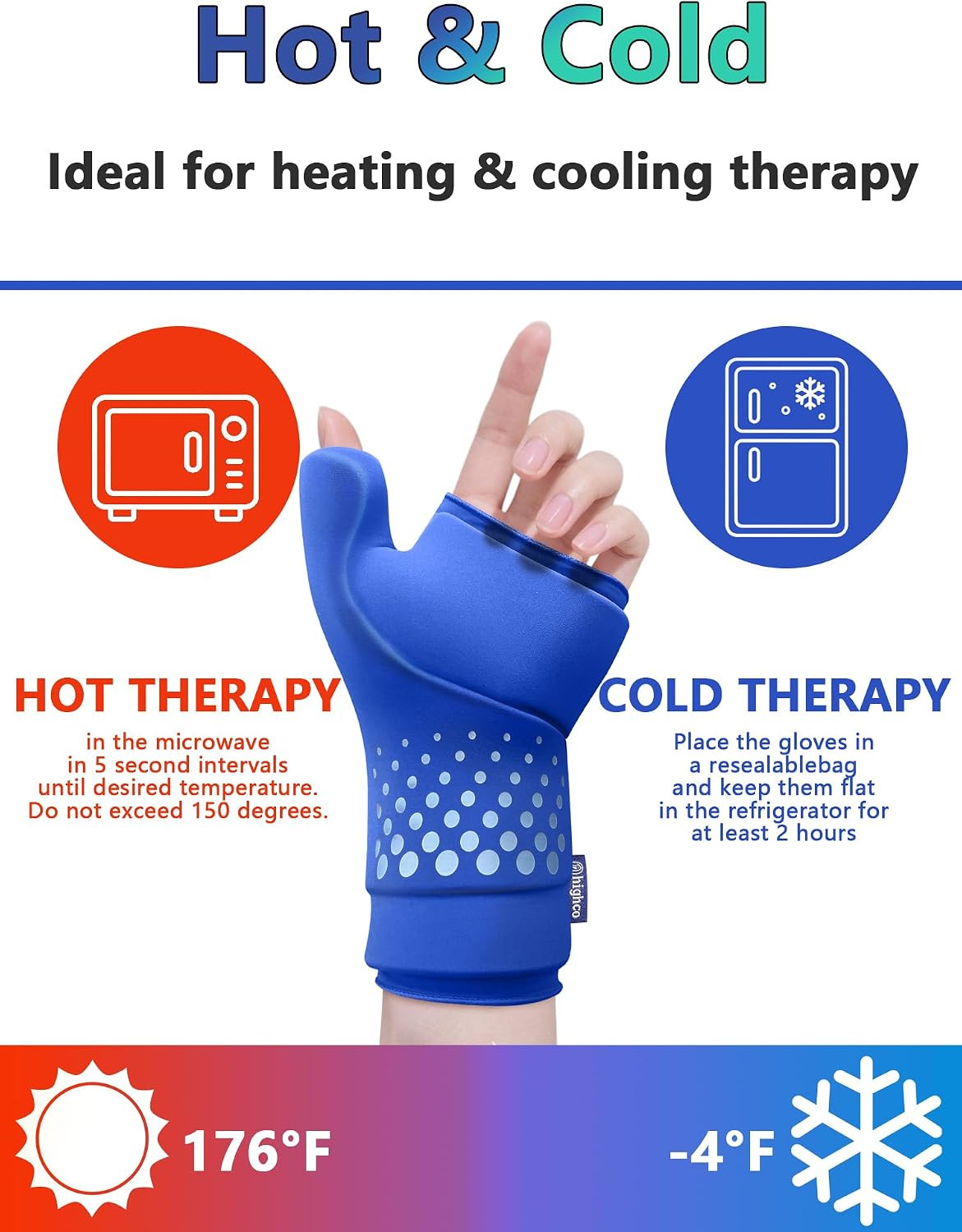 Wrist &Thumb Ice Pack Wrap -Cold&Hot Therapy Thickened Ice Gel- Hand Ice Pack