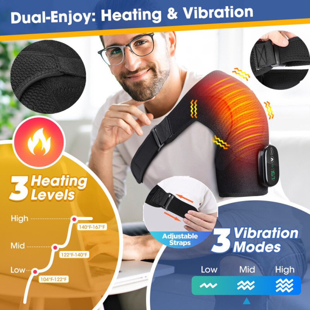 3-speed Heating Vibration Massage Shoulder Pad With Digital Display Controller