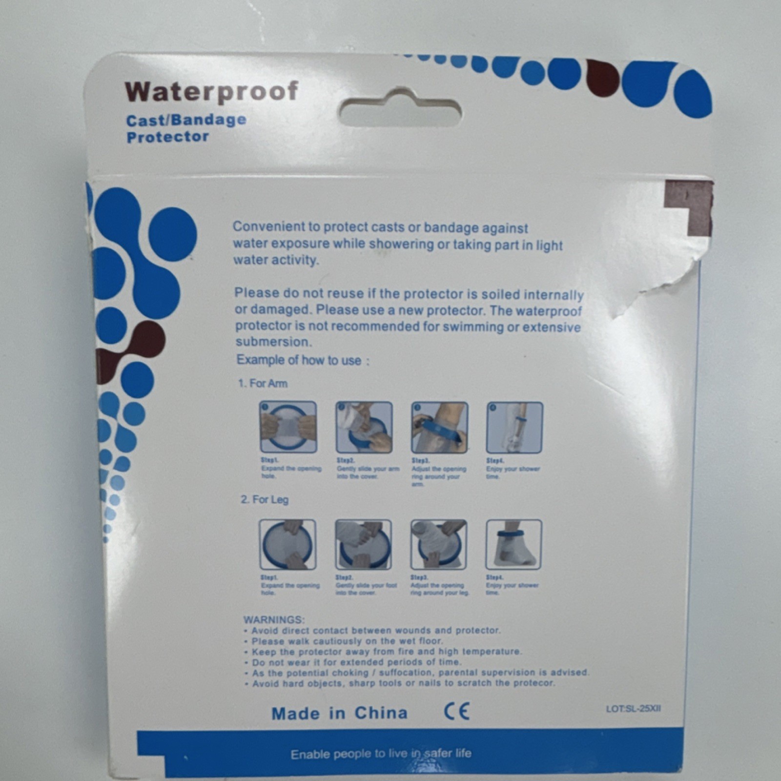Waterproof Reusable Latex Free Cast Protector Adult Short Arm SL-2100