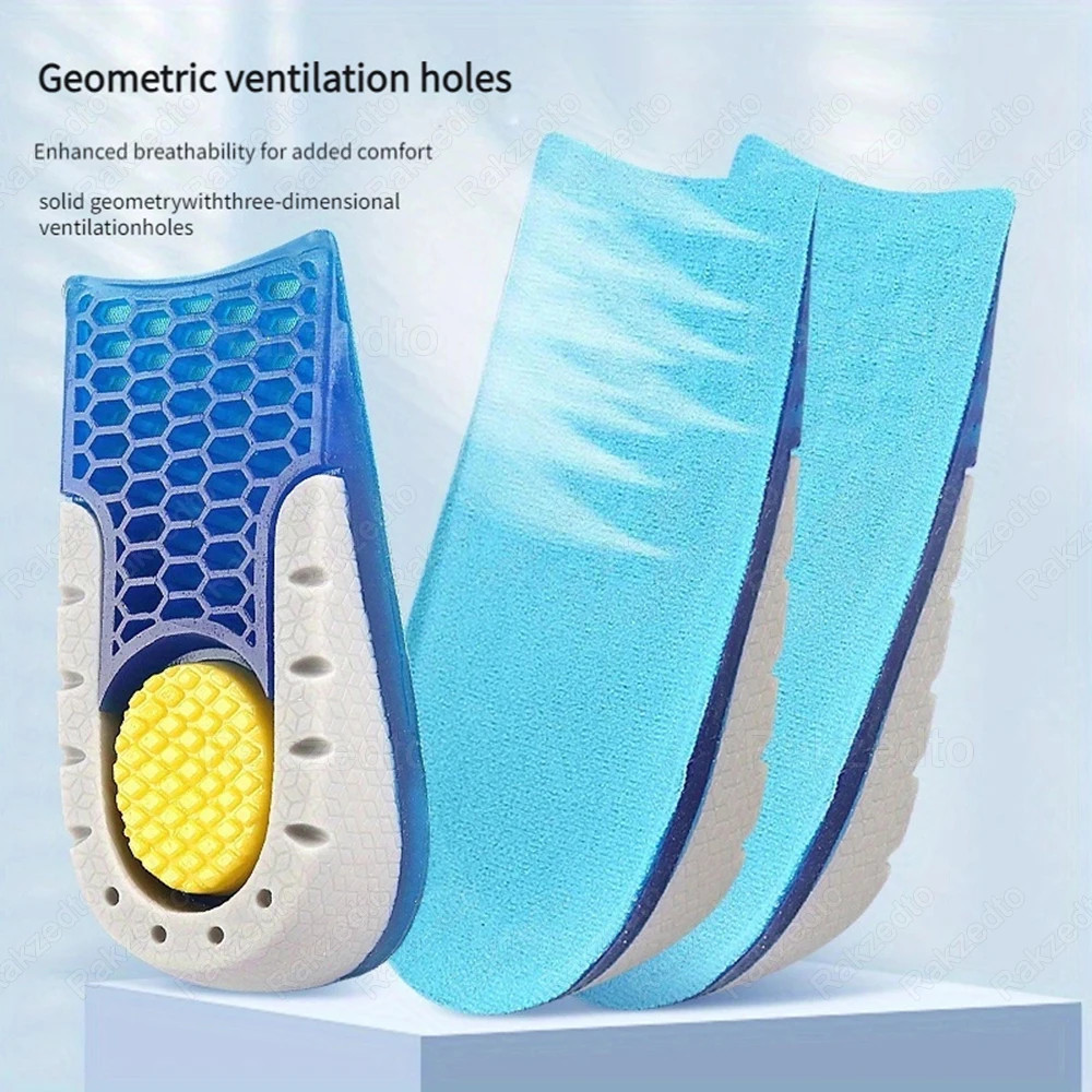 Silicone Height Increase Insoles for Men Women Elastic Heightening Increase Temp