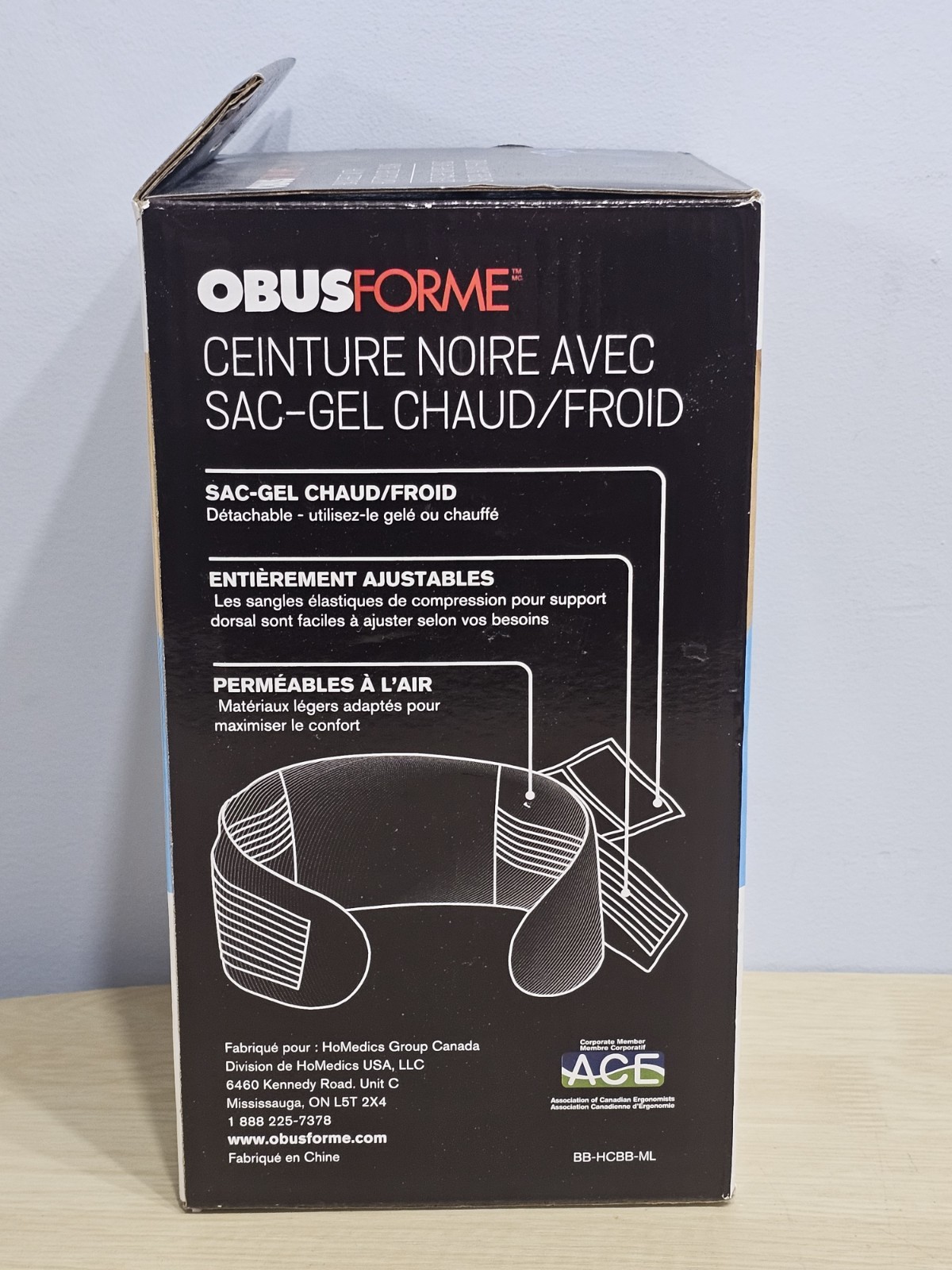 ObusForme Back Support Belt w/ Hot & Cold Gel Pack Adjustable Lumbar Brace Pain